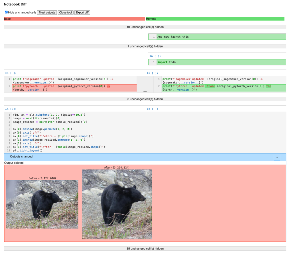 Notebook diff in nbdime — nbdiff-web