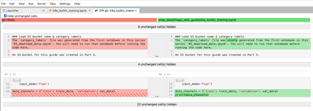 Diff notebooks in Jupyter Lab