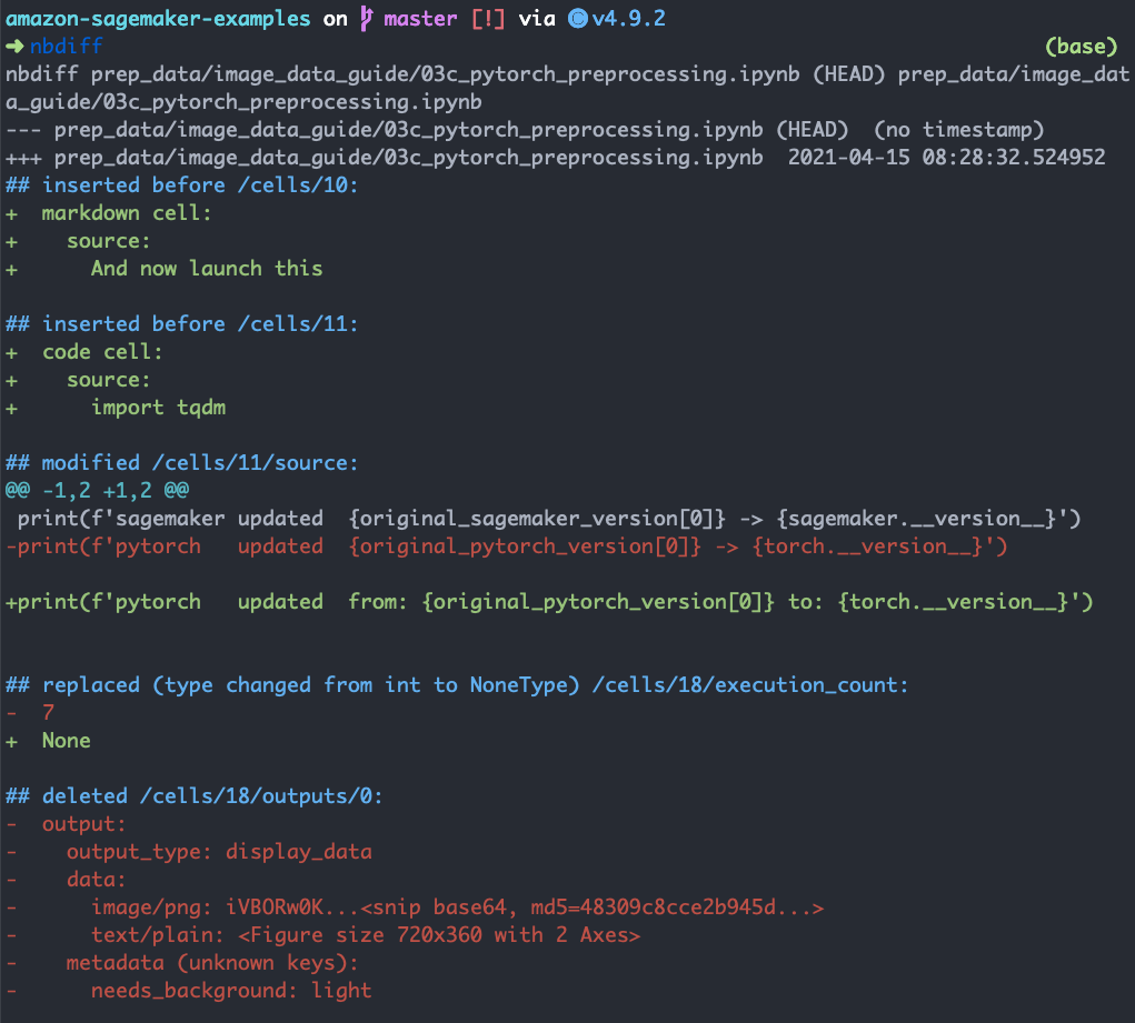 Diff notebooks in the console